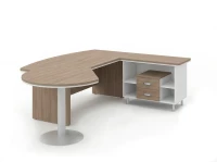 BRL RB072-235x200R Стол рук-ля R угловой с брифингом и тумбой 2 ящика 2350х2000х760 Шорвуд/Белый