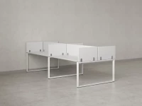 Бенч-система, 4 рабочих места, на О-образных опорах, 8 ЛДСП экранов 2400x1200x750 RM170-1-12x12 Белый/Белый