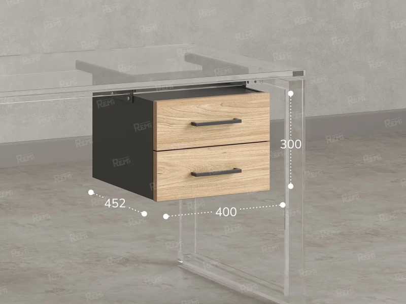 Тумба подвесная, два ящика 400x452x300 RM201-16х8 Вяз Швейцарский Светлый/Серый