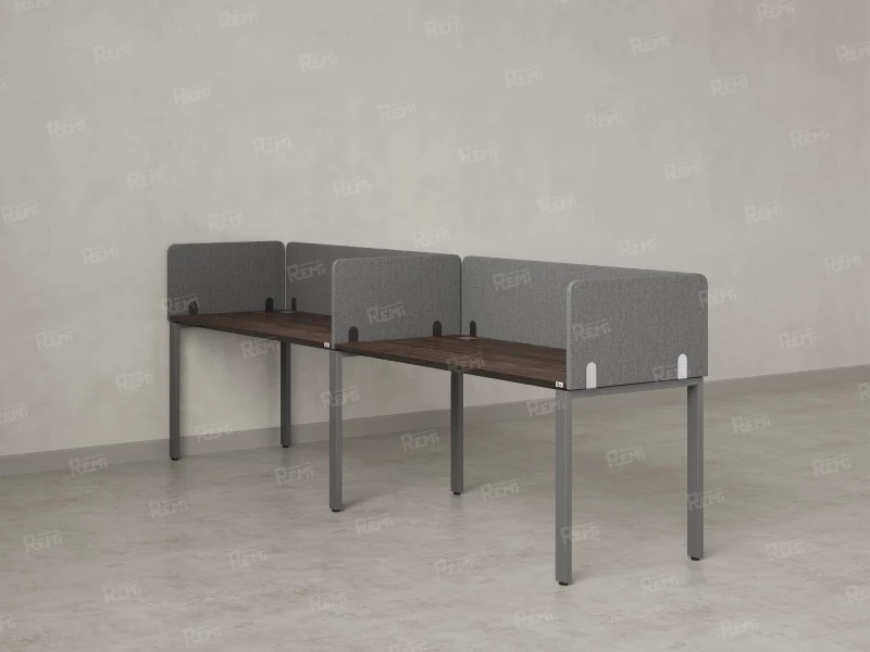 Бенч-система в 1 ряд, 2 рабочих места 5 тканевых экранов 2000x700x750 RM167-1-20x7 Дуб Апрельский шоколад/Серый
