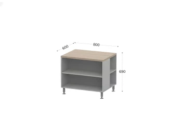 Тумба для копира на цокольных опорах 800х600х690 RB014-80х60 Дрифтвуд/Серый