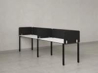 Бенч-система в 1 ряд, 2 рабочих места 5 тканевых экранов 2700x800x750 RM167-1-27x8 Белый/Черный