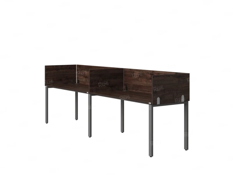 Бенч-система в 1 ряд, 2 рабочих места 5 ЛДСП экранов 2700x600x750 RM167-2-27x6 Дуб Апрельский шоколад/Серый