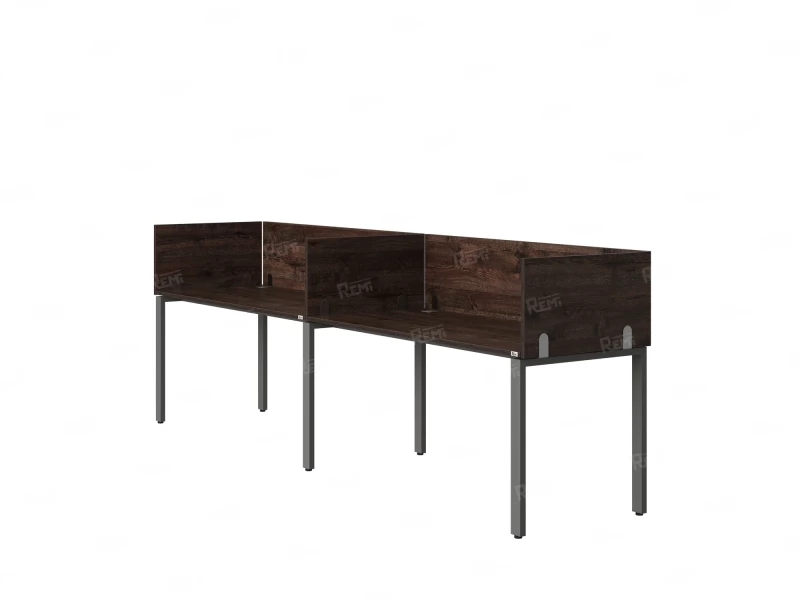 Бенч-система в 1 ряд, 2 рабочих места 5 ЛДСП экранов 2700x600x750 RM167-2-27x6 Дуб Апрельский шоколад/Серый