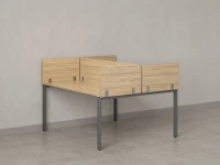 Бенч-система, 2 рабочих места, 5 ЛДСП экранов 1600x1200x750 RM165-4-16x12 Вяз Швейцарский светлый/Серый