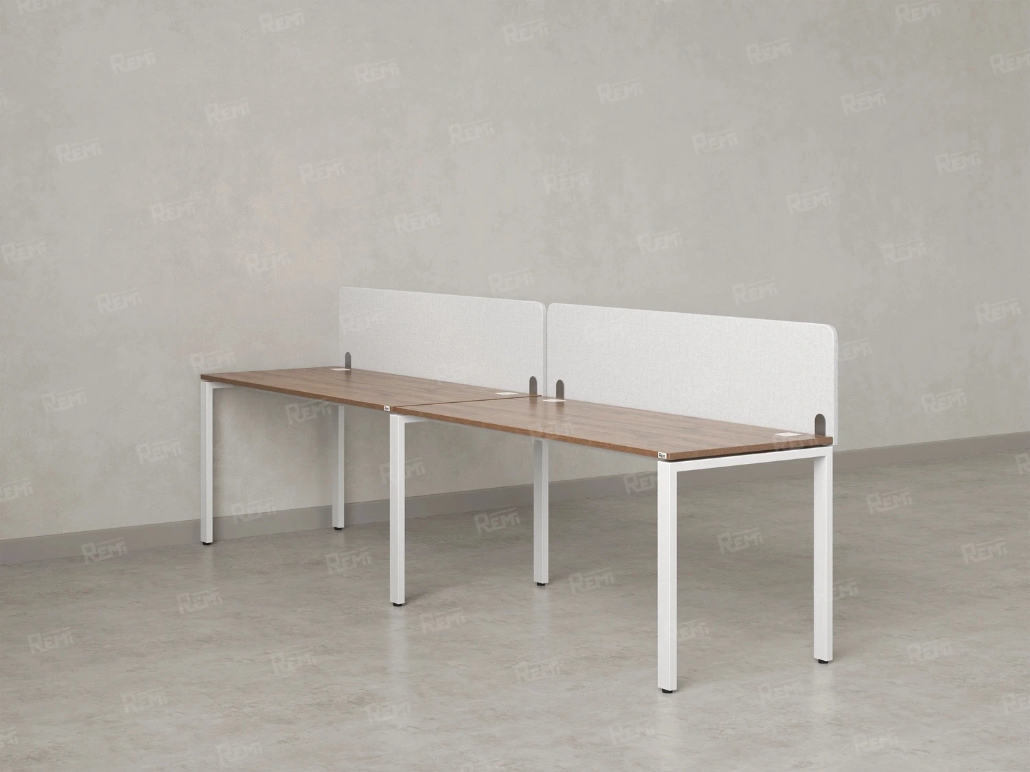 Бенч-система в 1 ряд, 2 рабочих места 2 тканевых экранов 2400x700x750 RM167-3-24x7 Дуб Юстус/Белый