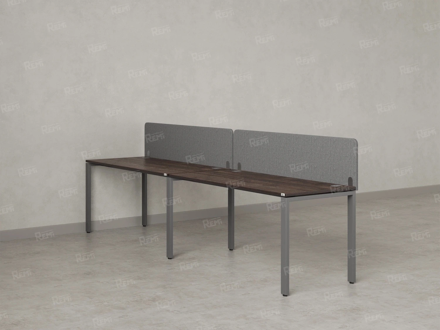 Бенч-система в 1 ряд, 2 рабочих места 2 тканевых экранов 3200x800x750 RM167-3-32x8 Дуб Апрельский шоколад/Серый