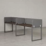 Бенч-система в 1 ряд, 2 рабочих места 5 тканевых экранов 2000x700x750 RM168-1-20x7 Дуб Апрельский шоколад/Серый