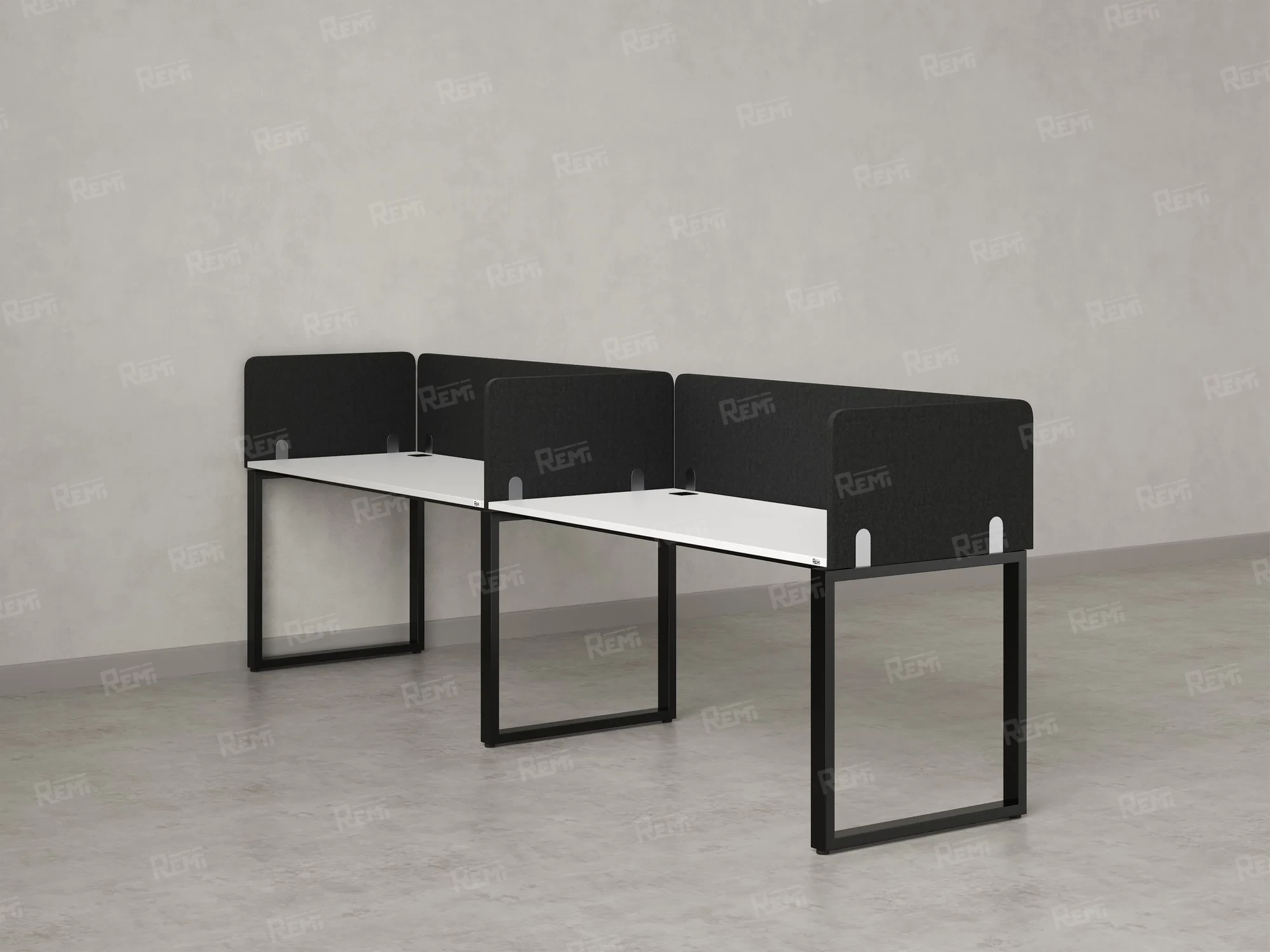 Бенч-система в 1 ряд, 2 рабочих места 5 тканевых экранов 2700x800x750 RM168-1-27x8 Белый/Черный