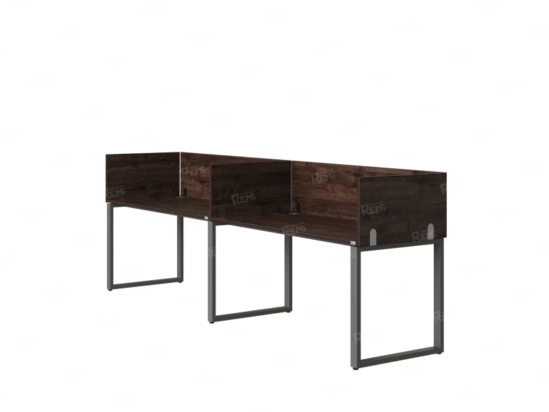 Бенч-система в 1 ряд, 2 рабочих места 5 ЛДСП экранов 2700x600x750 RM168-2-27x6 Дуб Апрельский шоколад/Серый