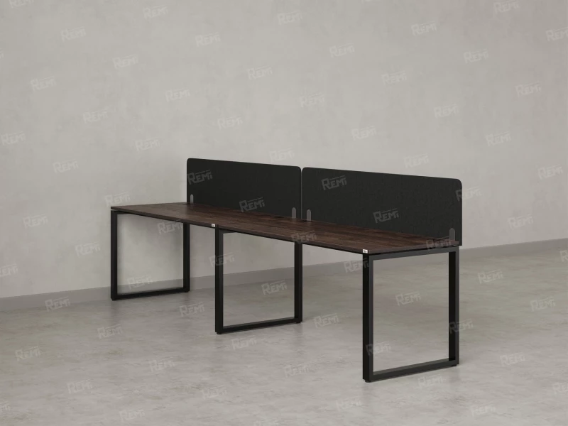 Бенч-система в 1 ряд, 2 рабочих места 2 тканевых экранов 3200x800x750 RM168-3-32x8 Дуб Апрельский шоколад/Черный