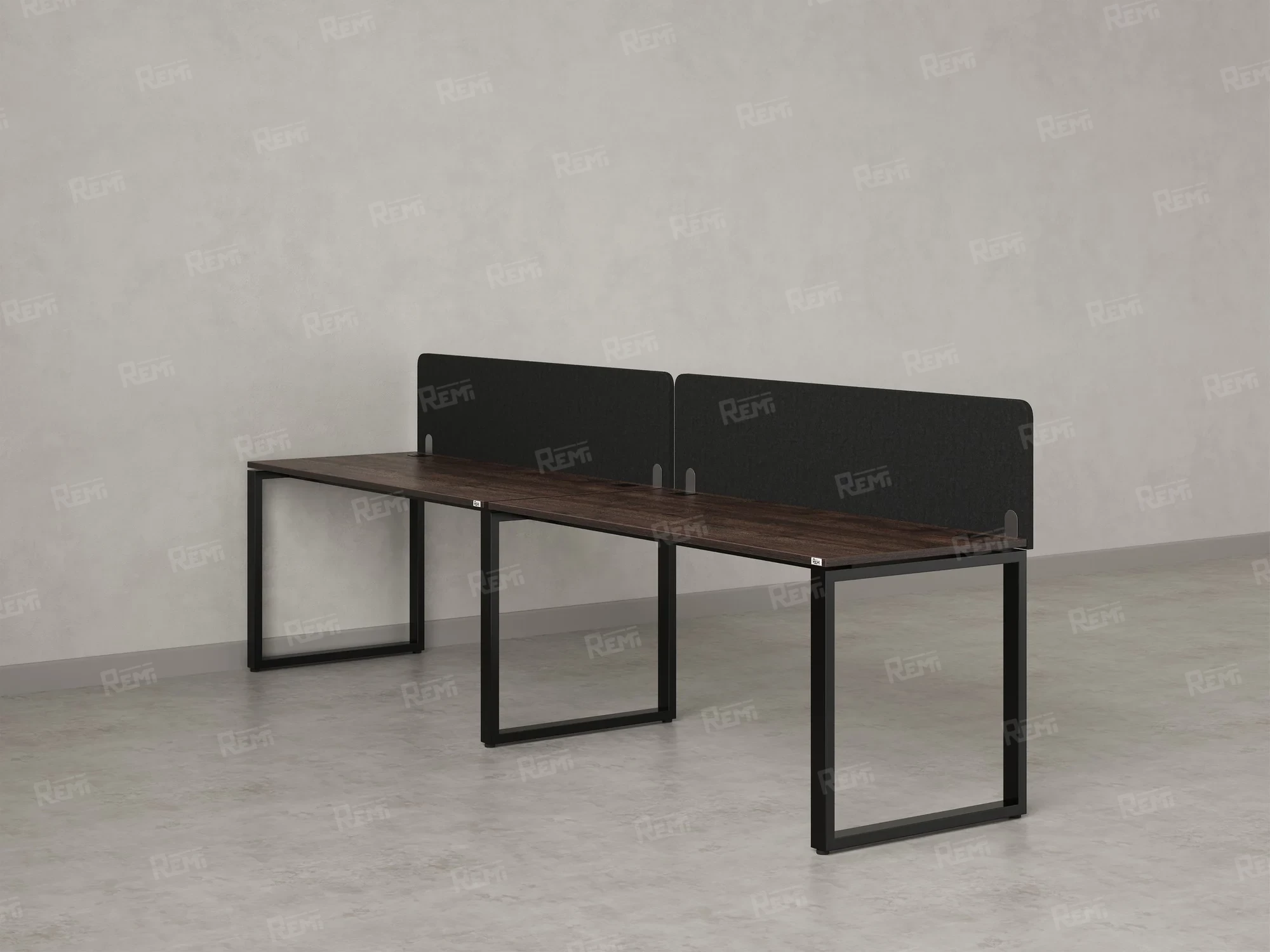 Бенч-система в 1 ряд, 2 рабочих места 2 тканевых экранов 3200x800x750 RM168-3-32x8 Дуб Апрельский шоколад/Черный