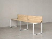 Бенч-система в 1 ряд, 2 рабочих места 2 ЛДСП экранов 2400x600x750 RM168-4-24x6 Вяз Швейцарский светлый/Белый