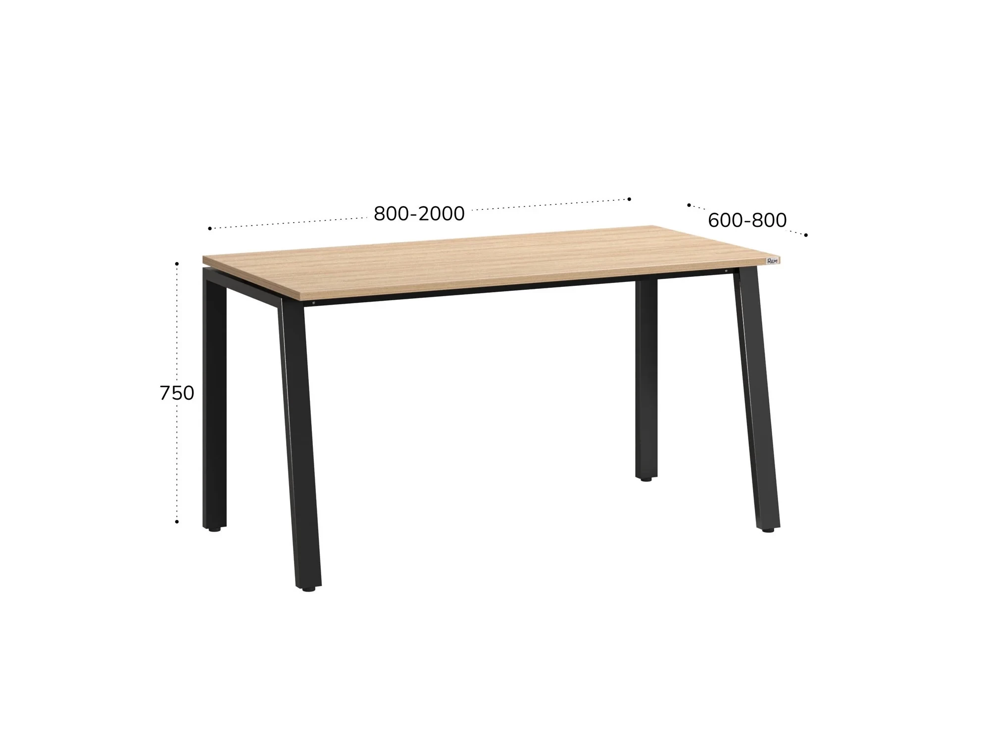 Стол прямой на Л-образных опорах 1000x700x750 RM004-10x7 Вяз Швейцарский светлый/Черный