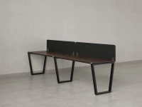 Бенч-система в 1 ряд, 2 рабочих места 2 тканевых экранов 3200x800x750 RM174-3-32x8 Дуб Апрельский шоколад/Черный