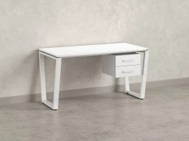 Стол прямой с подвесной тумбой 2 ящика, U-опора 1600x700x750 RM035-16x7 Белый/Белый
