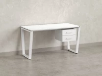 Стол прямой с подвесной тумбой 2 ящика, U-опора 1600x700x750 RM035-16x7 Белый/Белый