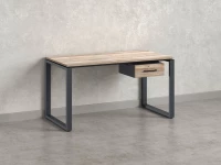 Стол прямой с подвесной тумбой, О-опора 2000x600x750 RM036-20x6 Дуб Маувелла/Серый