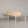 Бенч-система, 4 рабочих места, на П-образных опорах, 2 ЛДСП экранов 1200x1200x750 RM166-4-12x12 Вяз Швейцарский светлый/Белый