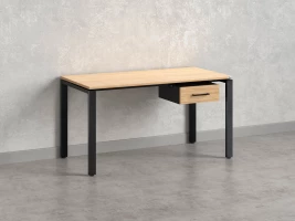 Стол прямой с подвесной тумбой, П-опора 2000x700x750 RM038-20x7 Вяз Швейцарский светлый/Черный