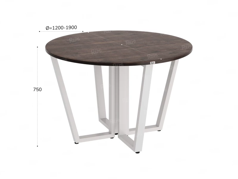 Круглый стол на U-образных опорах 1400x1400x750 RM188-14x14 Дуб Апрельский шоколад/Белый