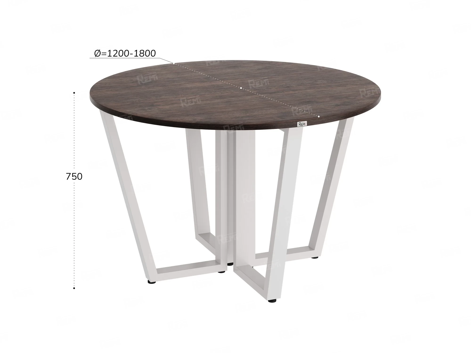 Круглый стол на U-образных опорах 1400x1400x750 RM188-14x14 Дуб Апрельский шоколад/Белый