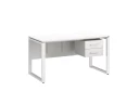 Стол прямой, подвесная тумба, ЛДСП экран, О-опора 1600x800x750 RM033-16x8 Белый/Белый