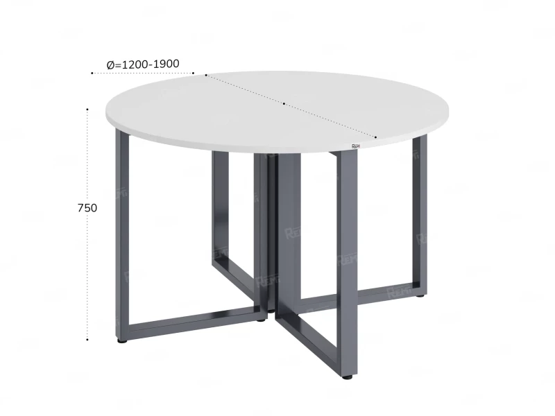 Круглый стол на О-образных опорах 1300x1300x750 RM187-13x13 Белый/Серый