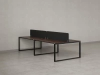 Бенч-система, 4 рабочих места, на О-образных опорах, 2 тканевых экранов 2000x1400x750 RM170-3-10x14 Дуб Апрельский шоколад/Черный