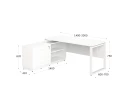 Стол прямой с тумбой L, ЛДСП экран, О-опора 1400x1400x750 RM013L-14x7 Белый/Белый