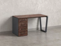 Стол прямой, с тумбой на U-образных опоре, левый 1800x700x750 RM100-18x7 Дуб Апрельский шоколад/Серый