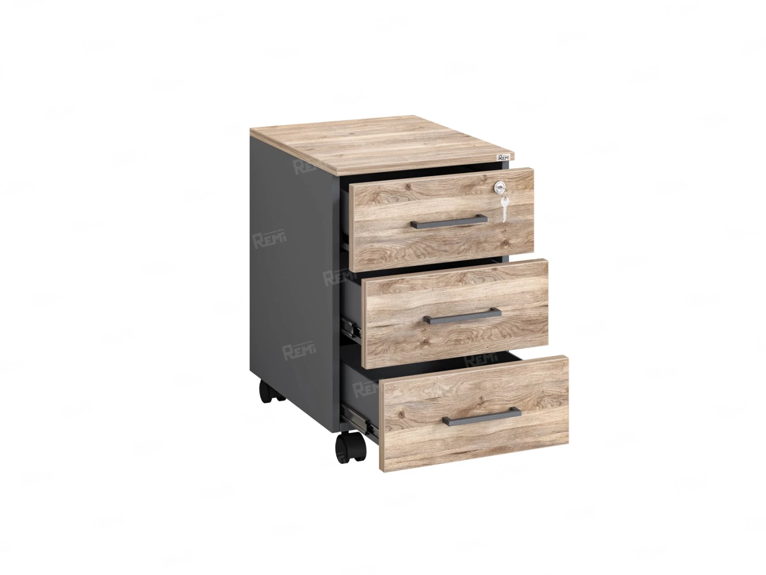 Тумба мобильная, 3 ящика 400x500x600 RM120-40x50 Дуб Маувелла/Серый