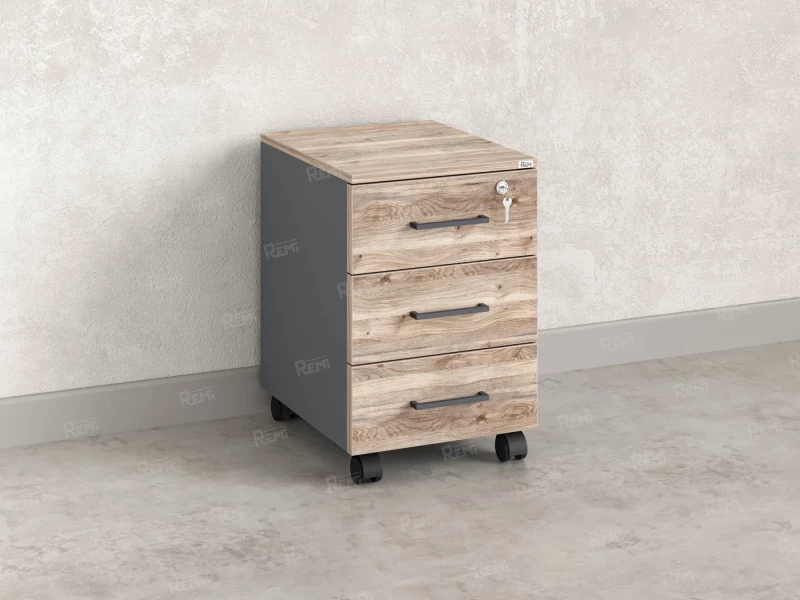 Тумба мобильная, 3 ящика 400x500x600 RM120-40x50 Дуб Маувелла/Серый