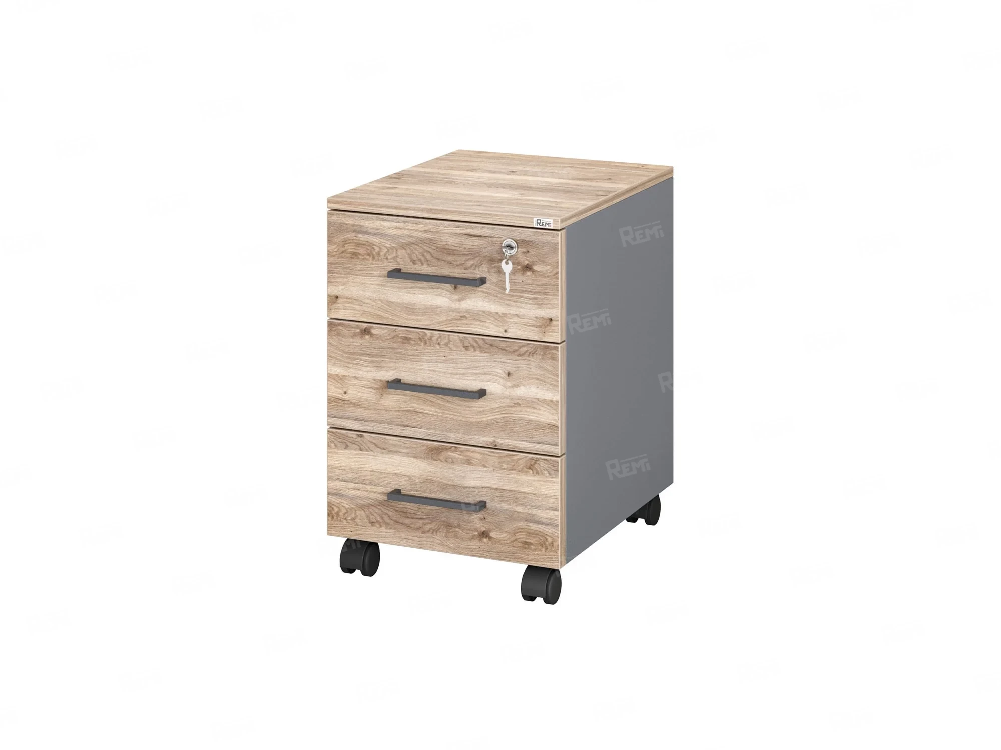Тумба мобильная, 3 ящика 400x500x600 RM120-40x50 Дуб Маувелла/Серый