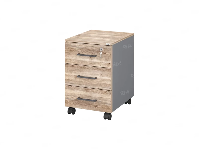 Тумба мобильная, 3 ящика 400x500x650 RM120-40x50 Дуб Маувелла/Серый