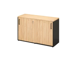 Низкий шкаф-купе на регулируемых опорах 1200x420x750 RM125-120x42 Вяз Швейцарский светлый/Черный