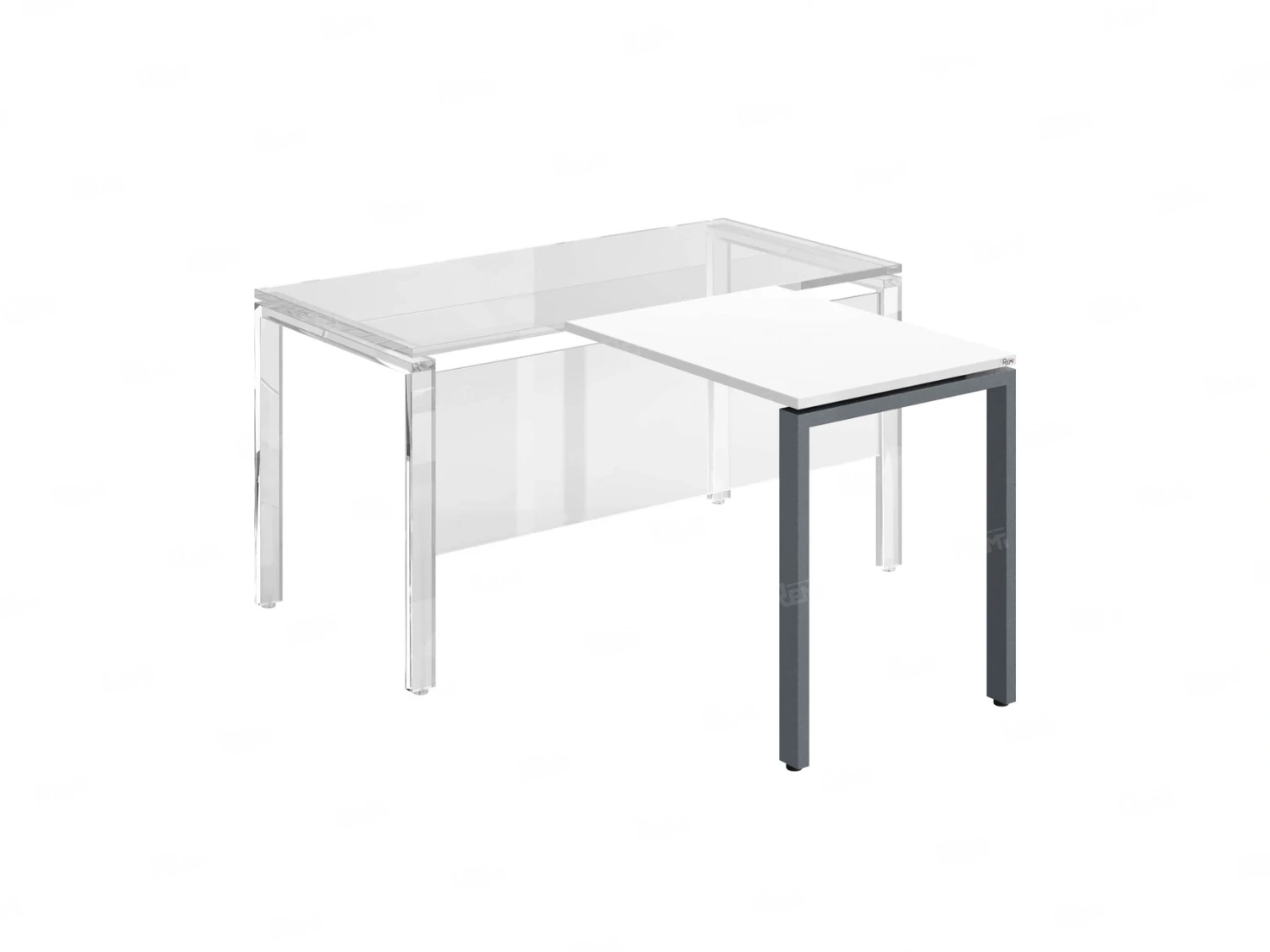 Брифинг прямой, с парящей столешнецей, на П-образном каркасе 1500x800x750 RM070-15x8 Белый/Серый