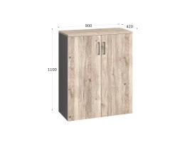 Шкаф распашной, регулируемые опоры, 3 уровня 900x420x1100 RM150-90x42 Дуб Маувелла/Серый
