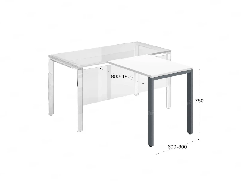 Брифинг прямой, с парящей столешнецей, на О-образном каркасе 1300x700x750 RM072-13x7 Белый/Серый