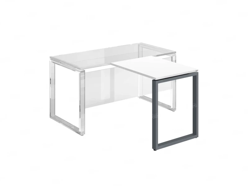 Брифинг прямой, с парящей столешнецей, на О-образном каркасе 1300x700x750 RM072-13x7 Белый/Серый