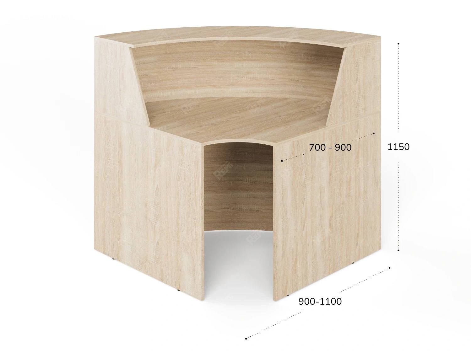 Блок ресепшн RLG069 с полкой 90x90x125 Дуб Сонома, Серия ЛАЙТ | LIGHT