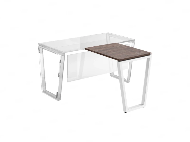 Брифинг прямой, с парящей столешнецей, на U-образном каркасе 1300x700x750 RM074-13x7 Дуб Апрельский шоколад/Белый