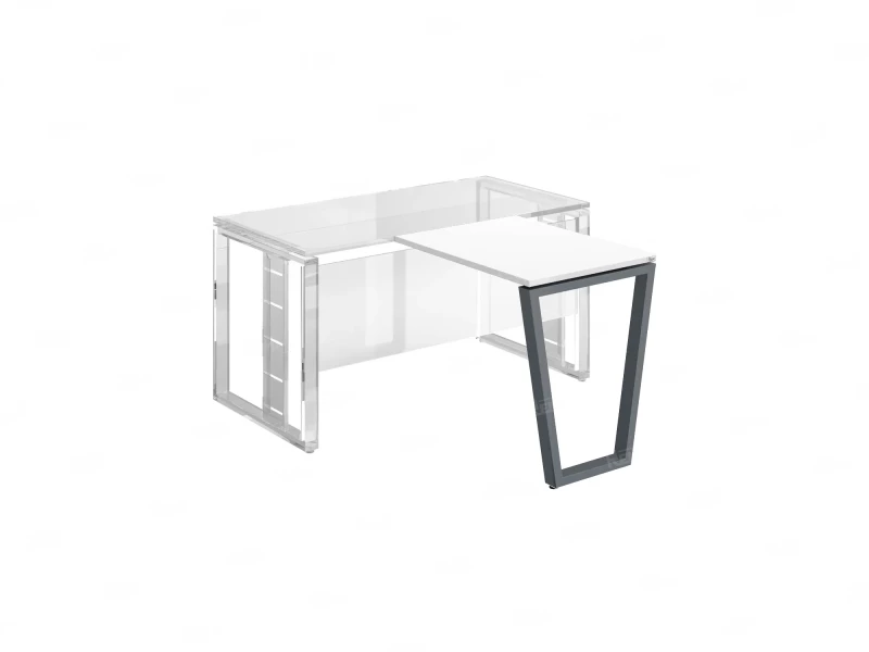 Брифинг прямой, с парящей столешнецей, на U-образном каркасе 900x800x750 RM074-9x8 Белый/Серый