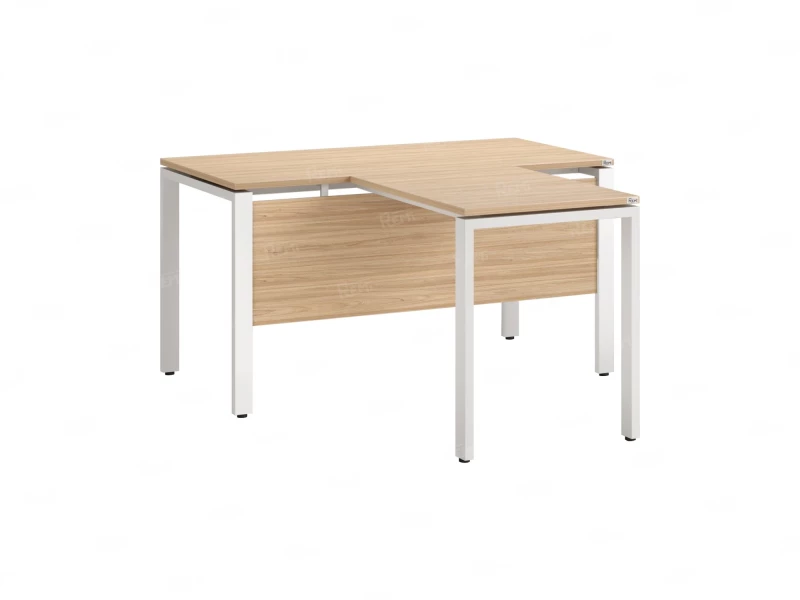 Стол с брифингом с парящей столешницей на П-образных опорах с экраном ЛДСП RM043-12x6 1200x1800x750 Вяз Швейцарский светлый/Белый