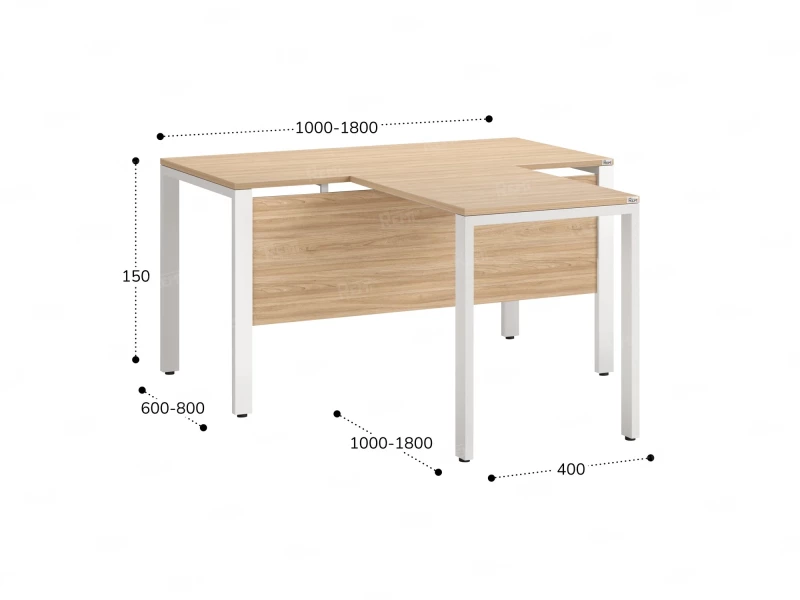 Стол с брифингом на П-образных опорах с экраном ЛДСП RM044-14x8 1400x2200x750 Вяз Швейцарский светлый/Белый
