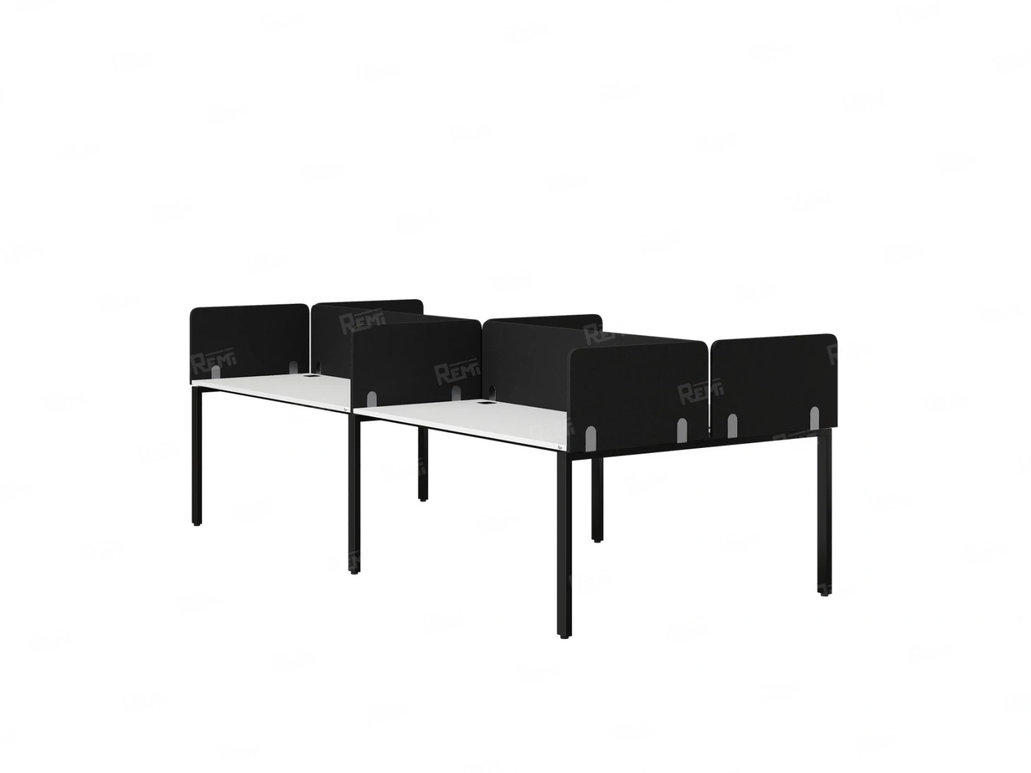 Бенч-система, 4 рабочих места, на П-образных опорах, 8 тканевых экранов 3600x1400x750 RM166-1-18x14 Белый/Черный