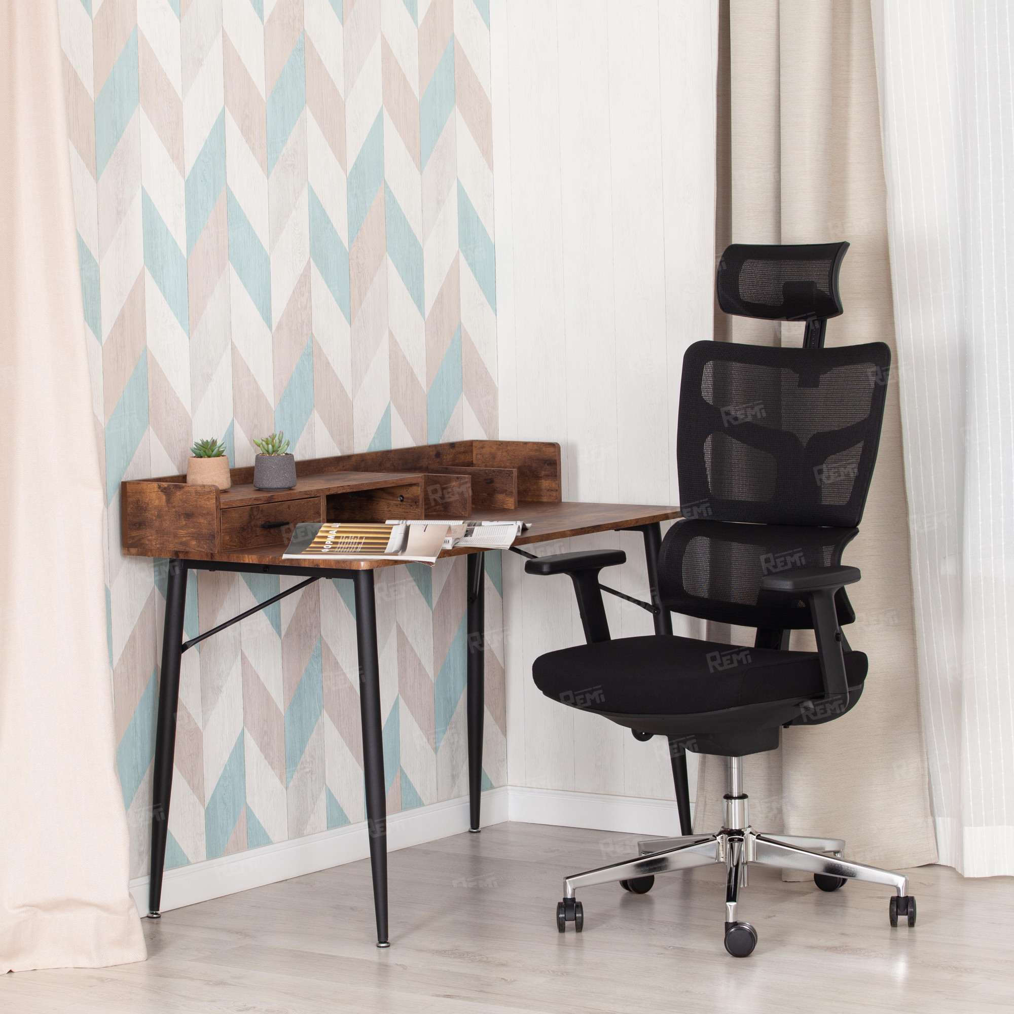 Кресло MESH-11HR Черный/Черный, Ткань (арт. 19507)