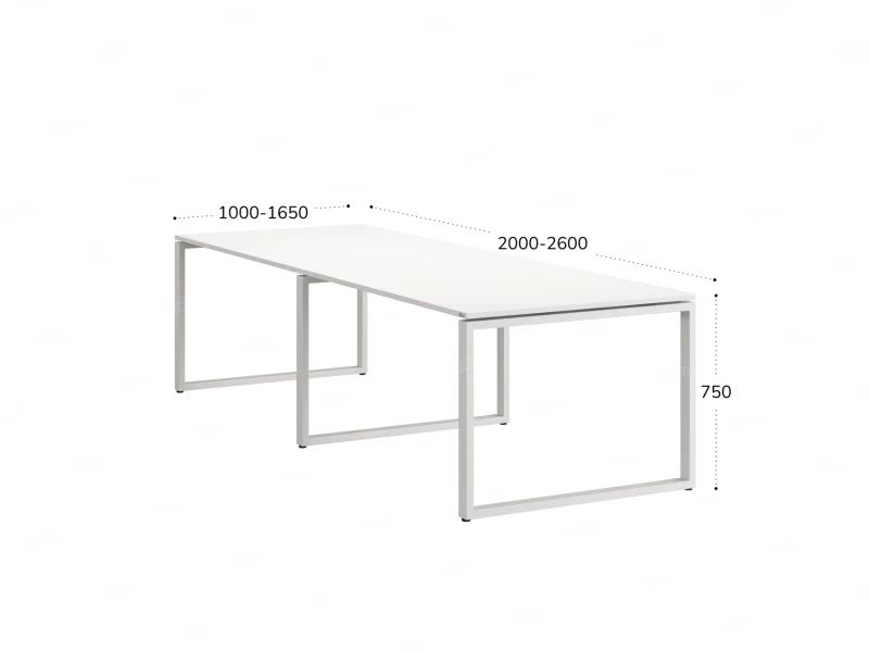 Cтол для переговоров, на О-обазном каркасе 2500x1400x750 RM081-250x140 Белый/Белый