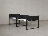 Бенч-система, 4 рабочих места, на О-образных опорах, 8 тканевых экранов 2400x1200x750 RM170-1-12x12 Белый/Черный