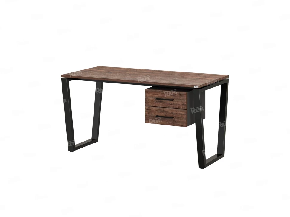 Стол прямой с подвесной тумбой 2 ящика, U-опора 1800x600x750 RM035-18x6 Дуб Апрельский шоколад/Черный